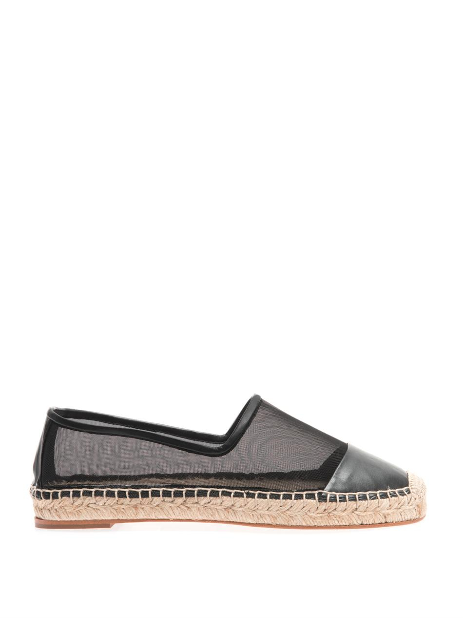 Stella McCartney Faux Leather and Mesh Espadrilles in Black - Lyst