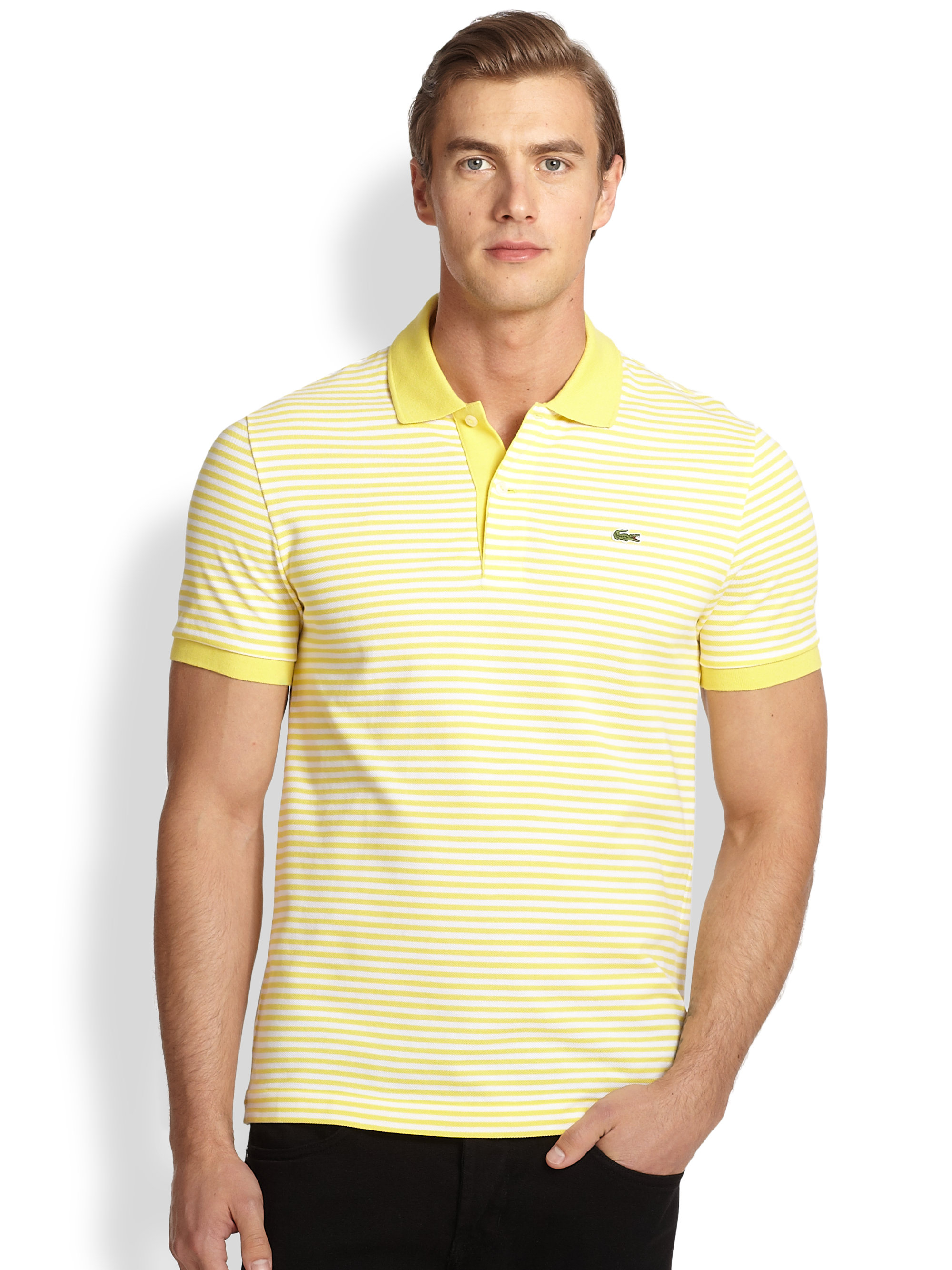 Lacoste Heritage Fin Stripe Polo Shirt  in Yellow for Men 
