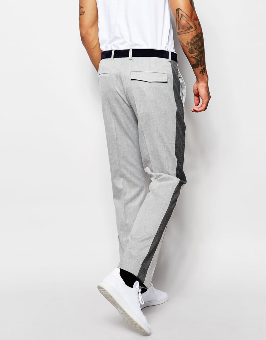 ASOS Synthetic Wide Leg Trousers With Side Stripe in Grey (Gray) for Men - Lyst