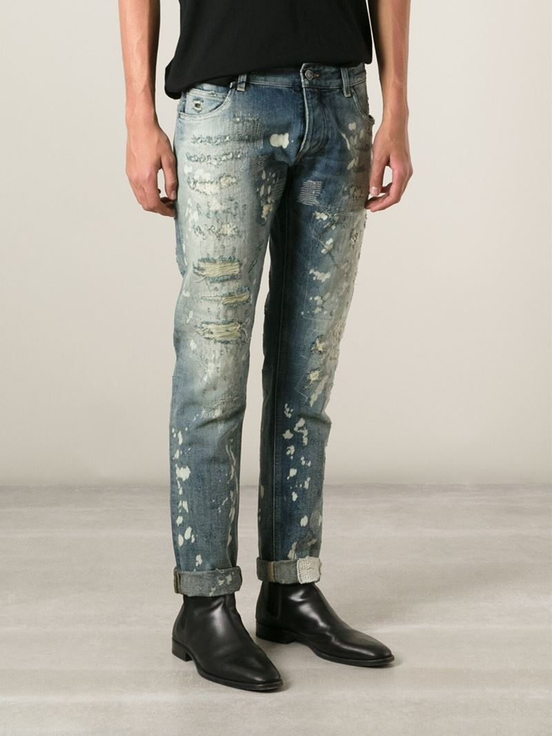 Dolce & Gabbana Ripped Jeans in Blue for Men - Lyst