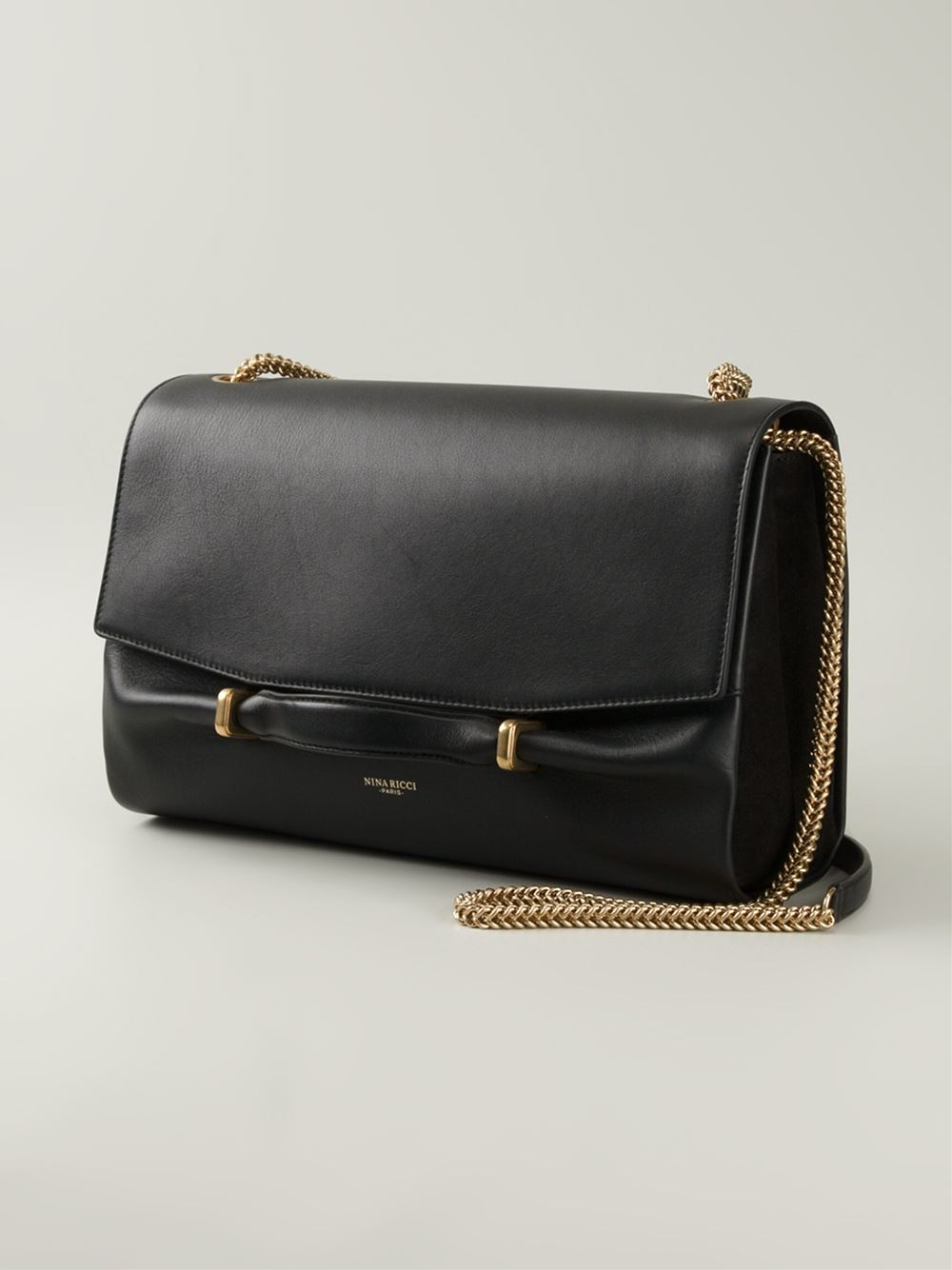 Nina Ricci Marché Chaine Medium Leather Shoulder Bag in Black | Lyst