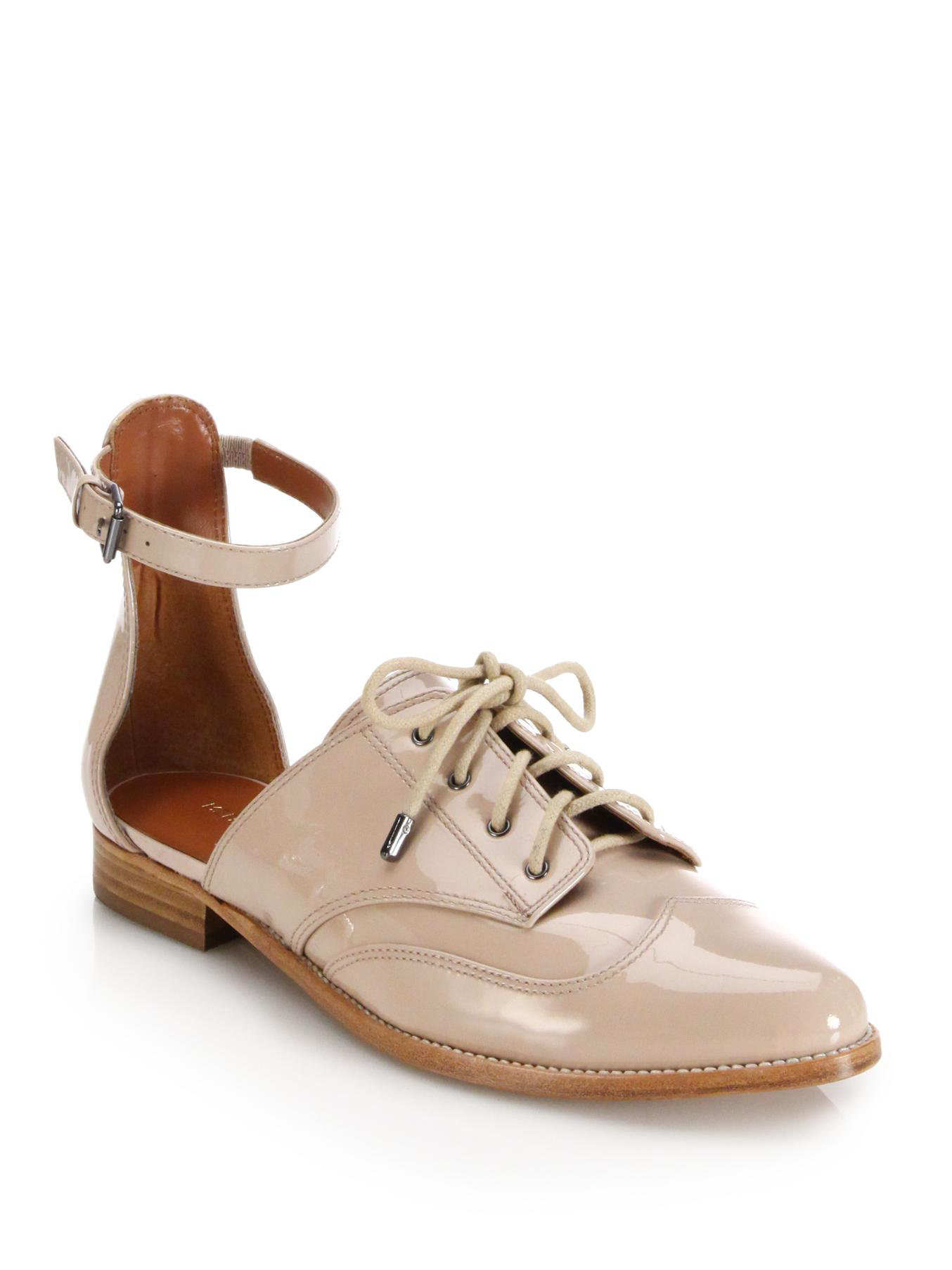 Lyst Rebecca Minkoff Maddie Patent Leather Anklestrap Oxfords in Natural