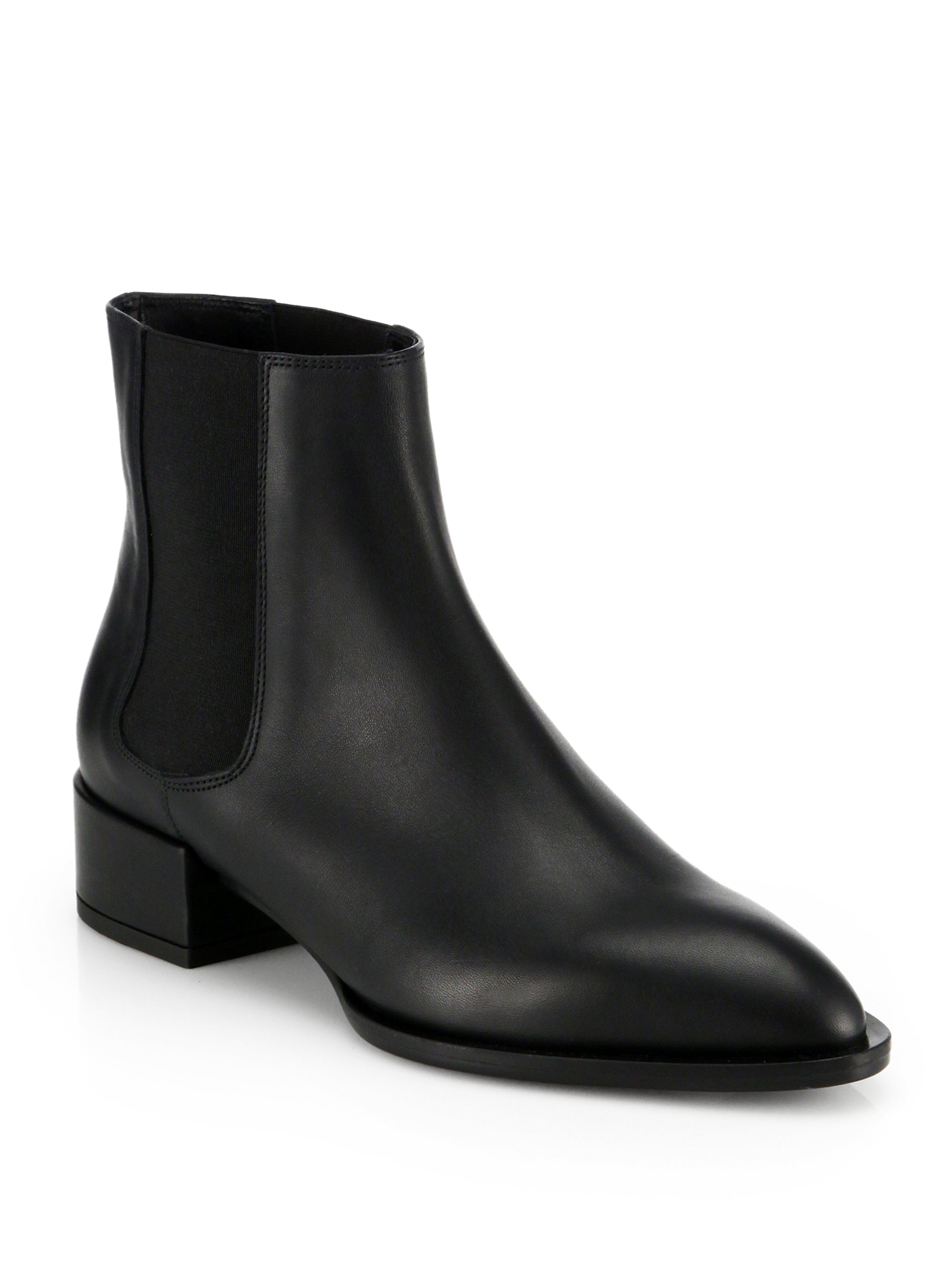 Vince Yale Leather Ankle Boots in Black 