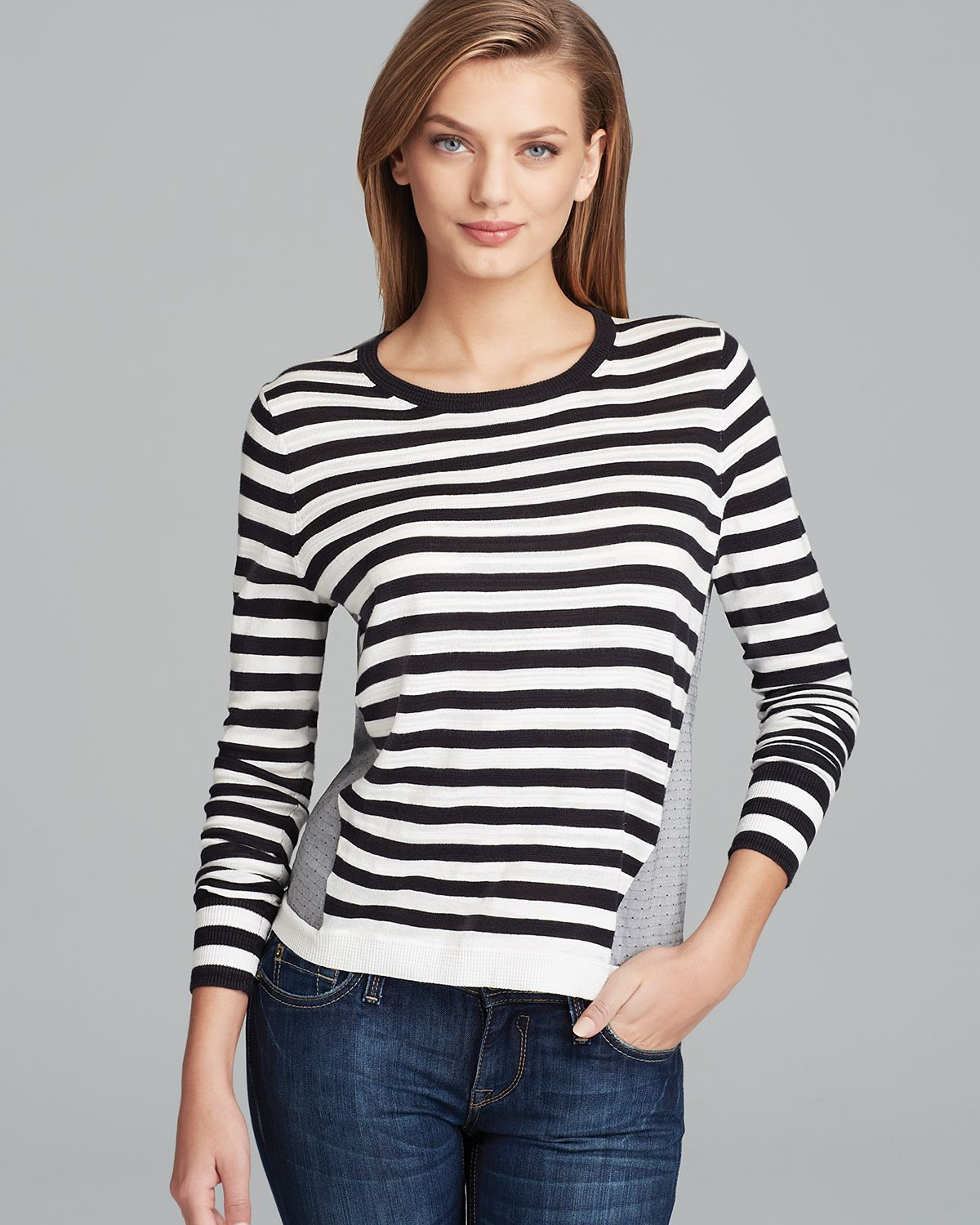 Lyst - French Connection Sweater Tuscan Knits Stripe in White