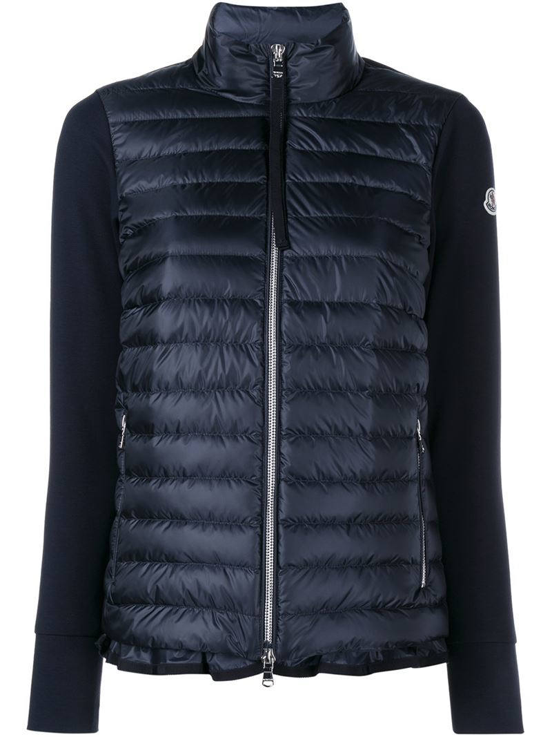 Moncler Cashmere Knitted Arm Quilted Jacket in Blue - Lyst