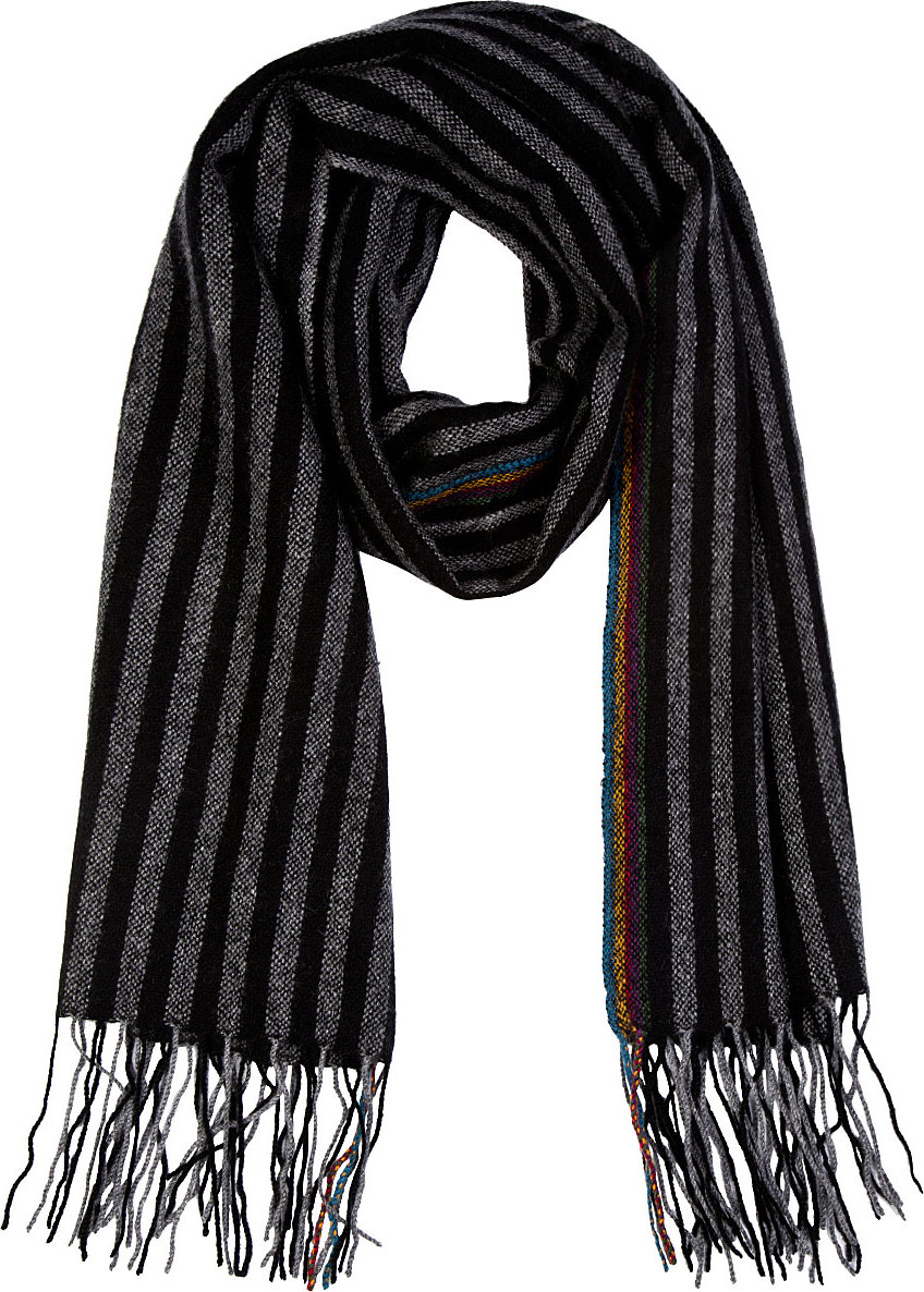 Paul Smith Black and Grey Cashmere Accent Stripe Scarf in Black for Men ...