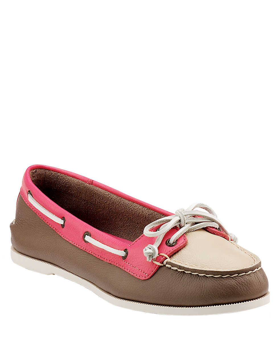 Sperry Top-sider Audrey Leather Slipon Boat Shoes in Beige | Lyst