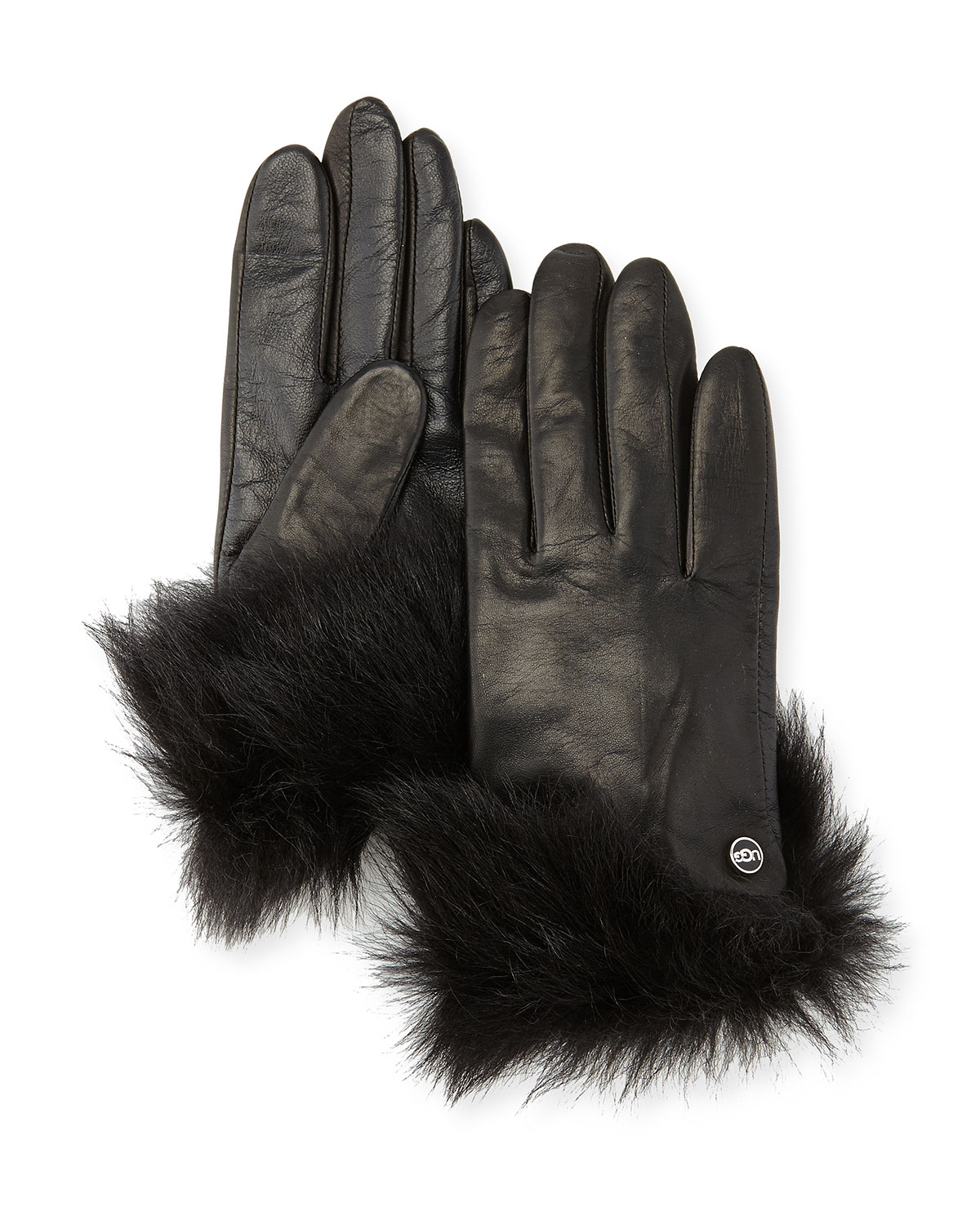 Ugg Quinn Leather Gloves With Toscana Fur Trim in Black Lyst