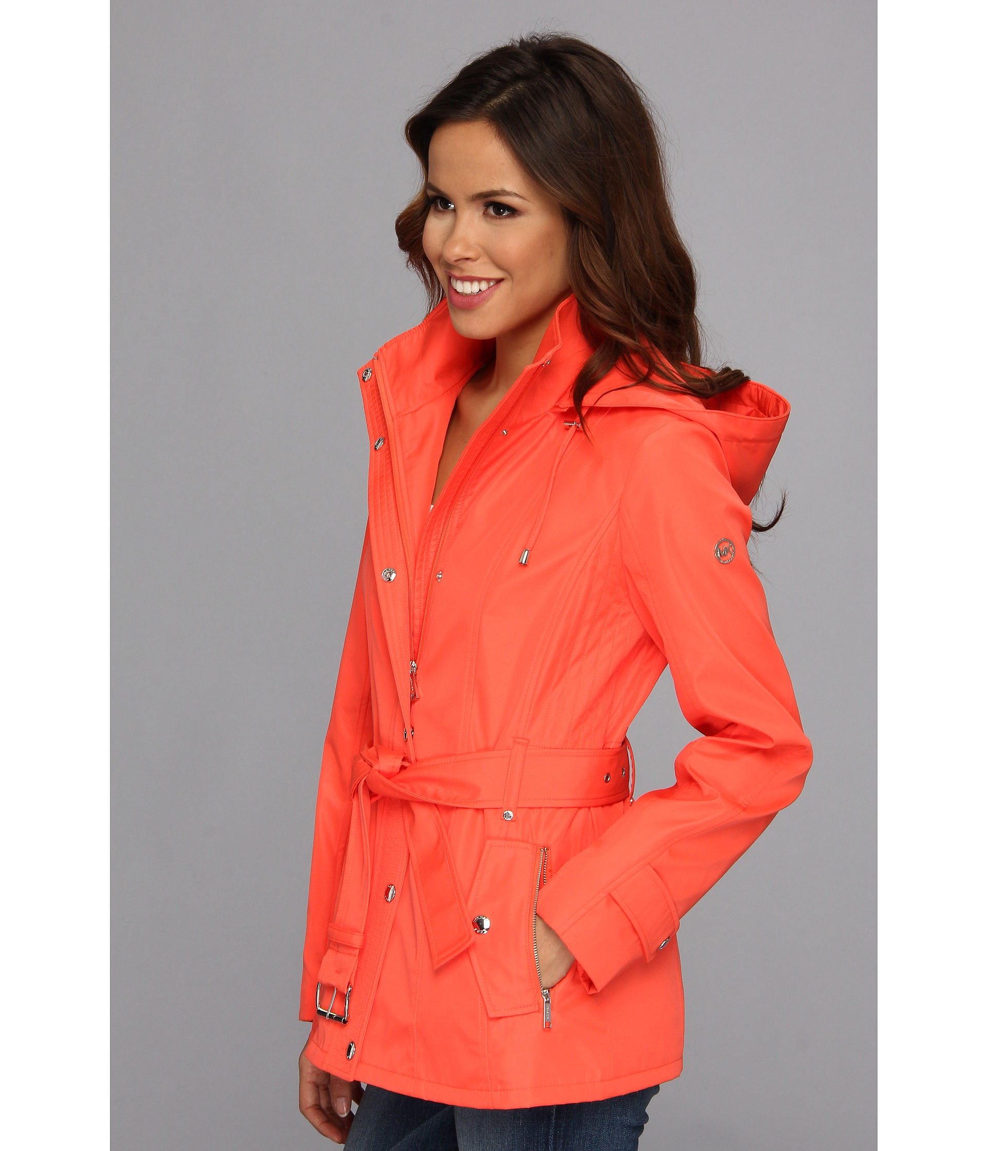 MICHAEL Michael Kors Hooded Rain Jacket in Orange | Lyst