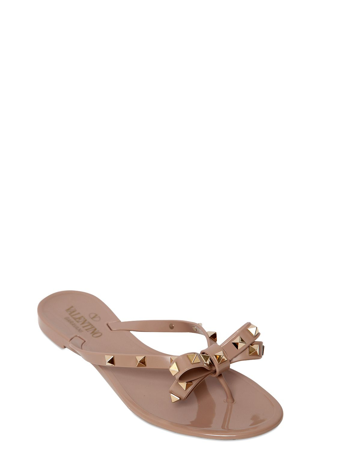Valentino Rockstud Flip Flops With Bow in Light Pink (Pink) Lyst