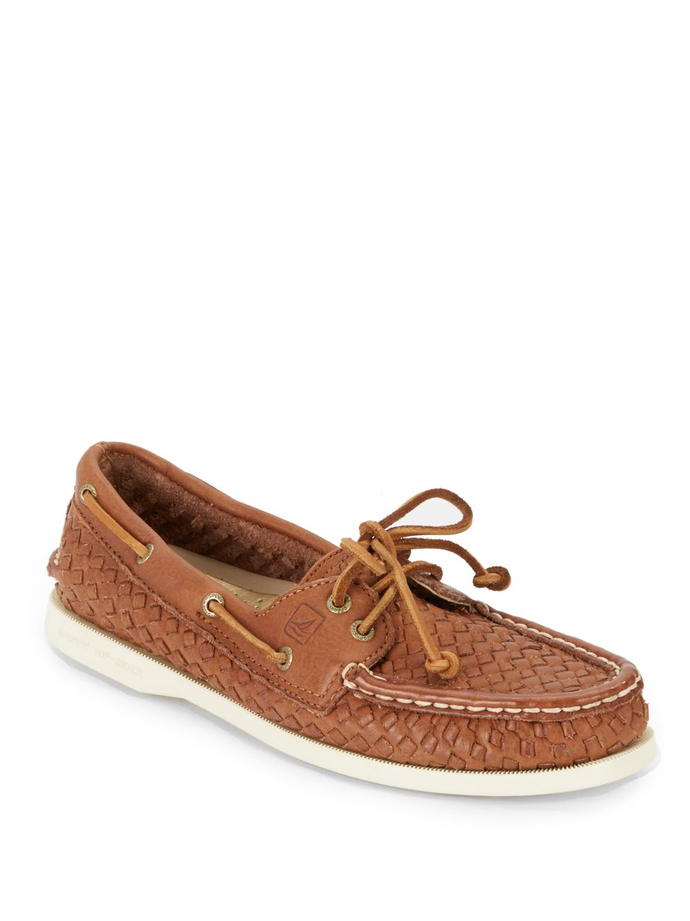 Sperry Top-Sider Authentic Original Woven Leather Boat Shoes in Brown for  Men | Lyst