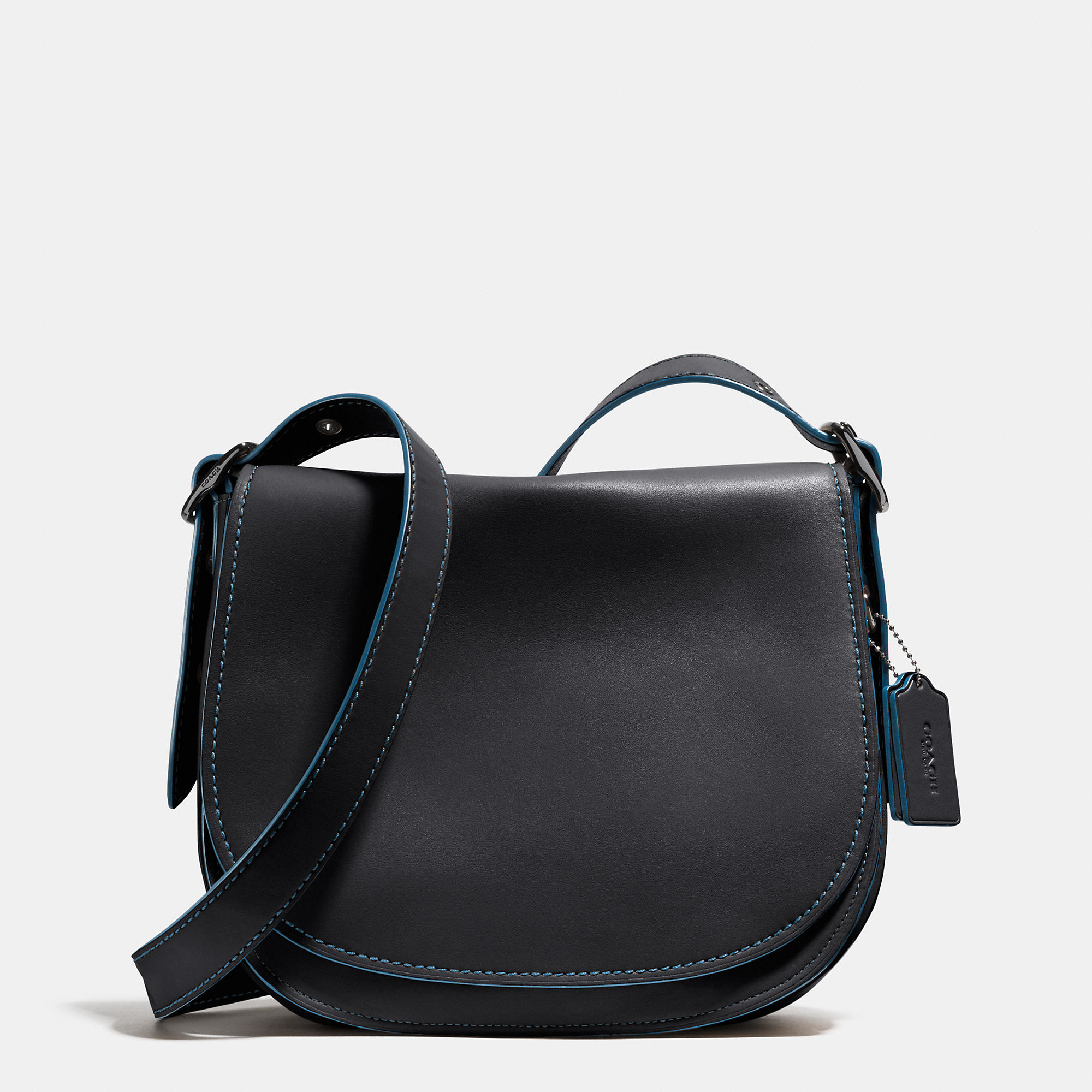 COACH Saddle Bag In Glovetanned Leather in Gray | Lyst