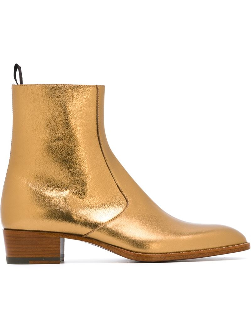 saint laurent gold boots