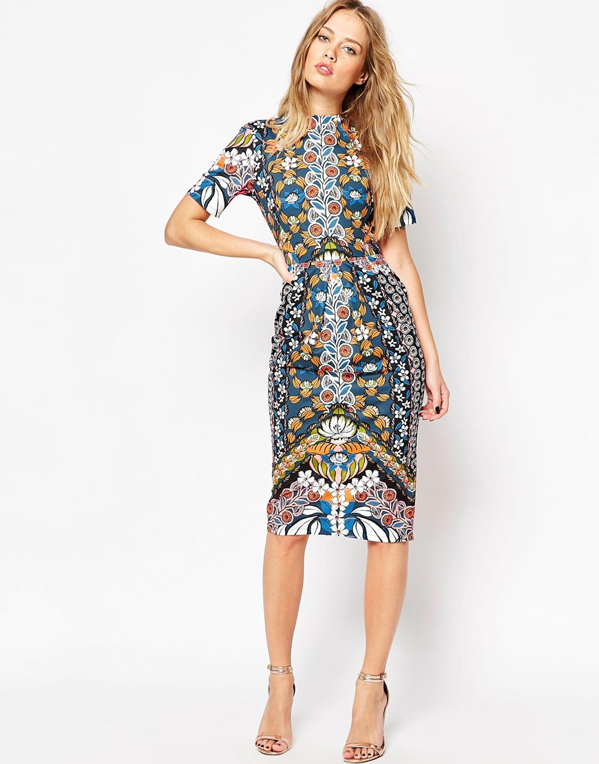 ASOS Synthetic Wiggle Dress In Bright ...