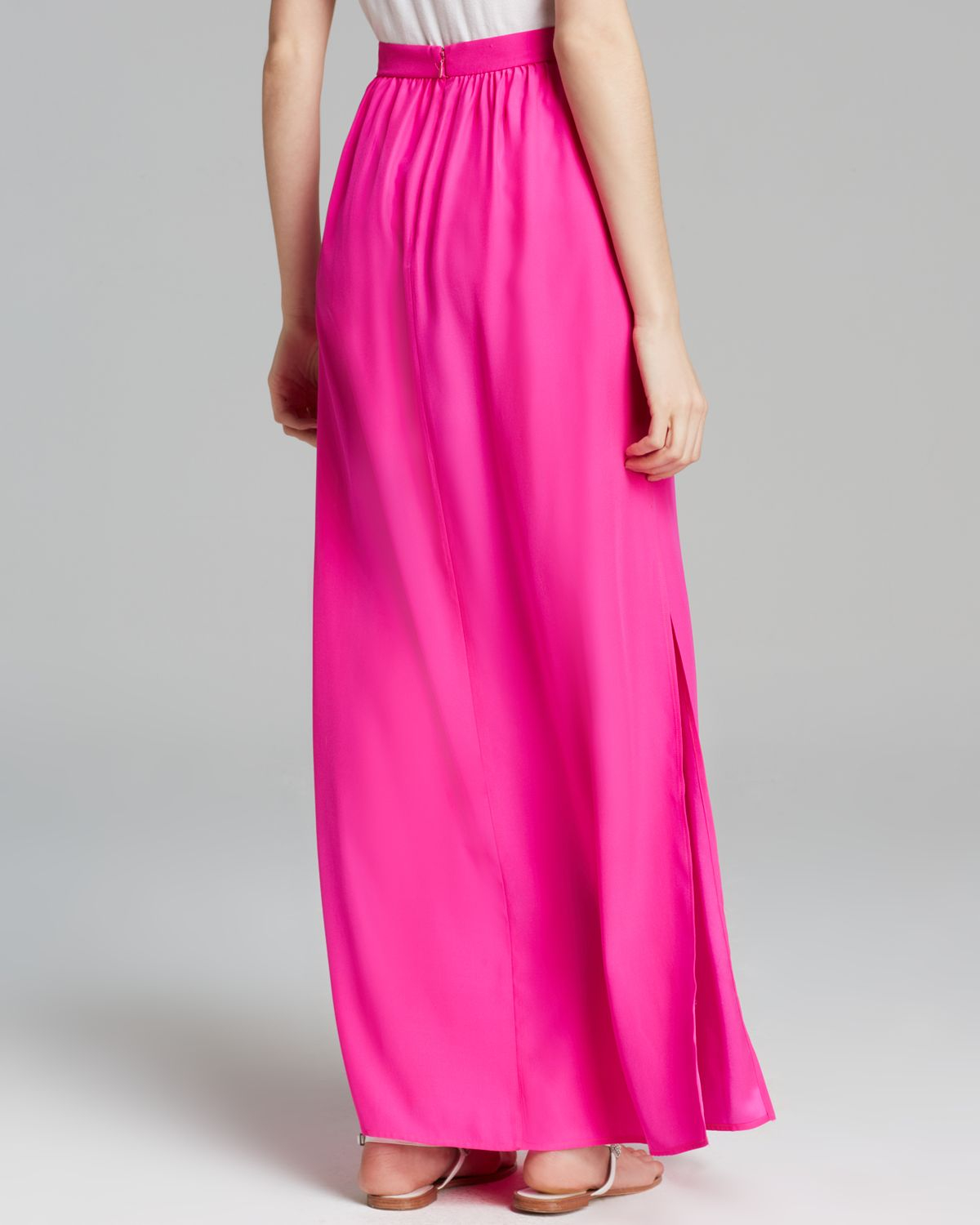 Amanda uprichard Maxi Skirt Slit Silk in Pink | Lyst