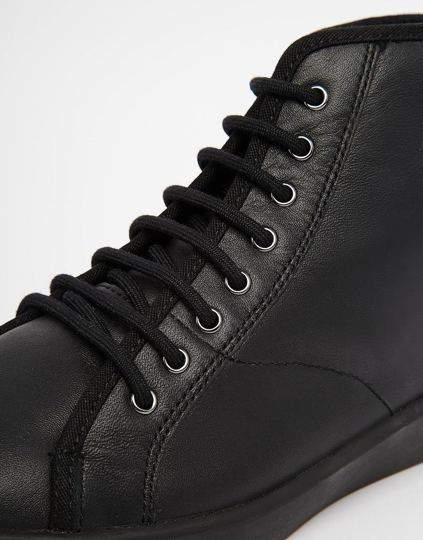 Fred Perry Warwick Mid Black Leather Hi Top Sneakers - Lyst