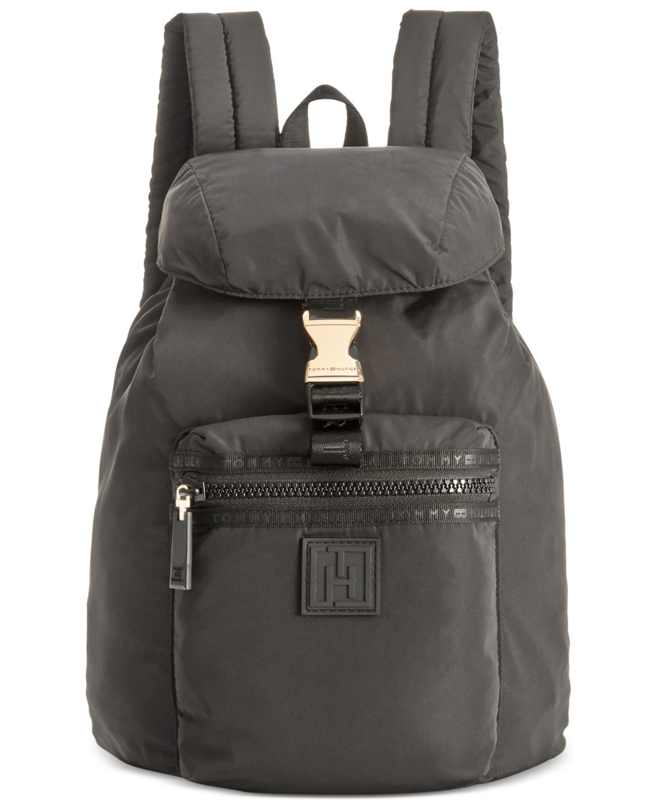 Tommy Hilfiger Training Plus Solid Nylon Small Backpack in Black Lyst