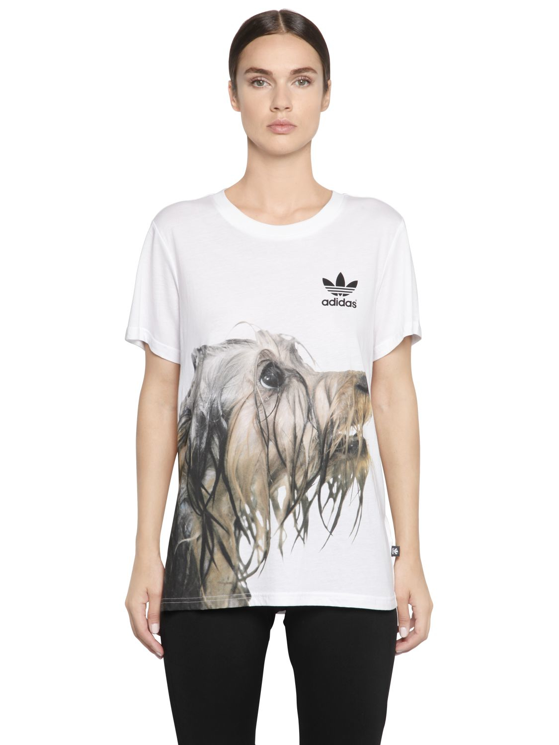 adidas Originals Wet Dog Printed Cotton Jersey T-shirt in White - Lyst