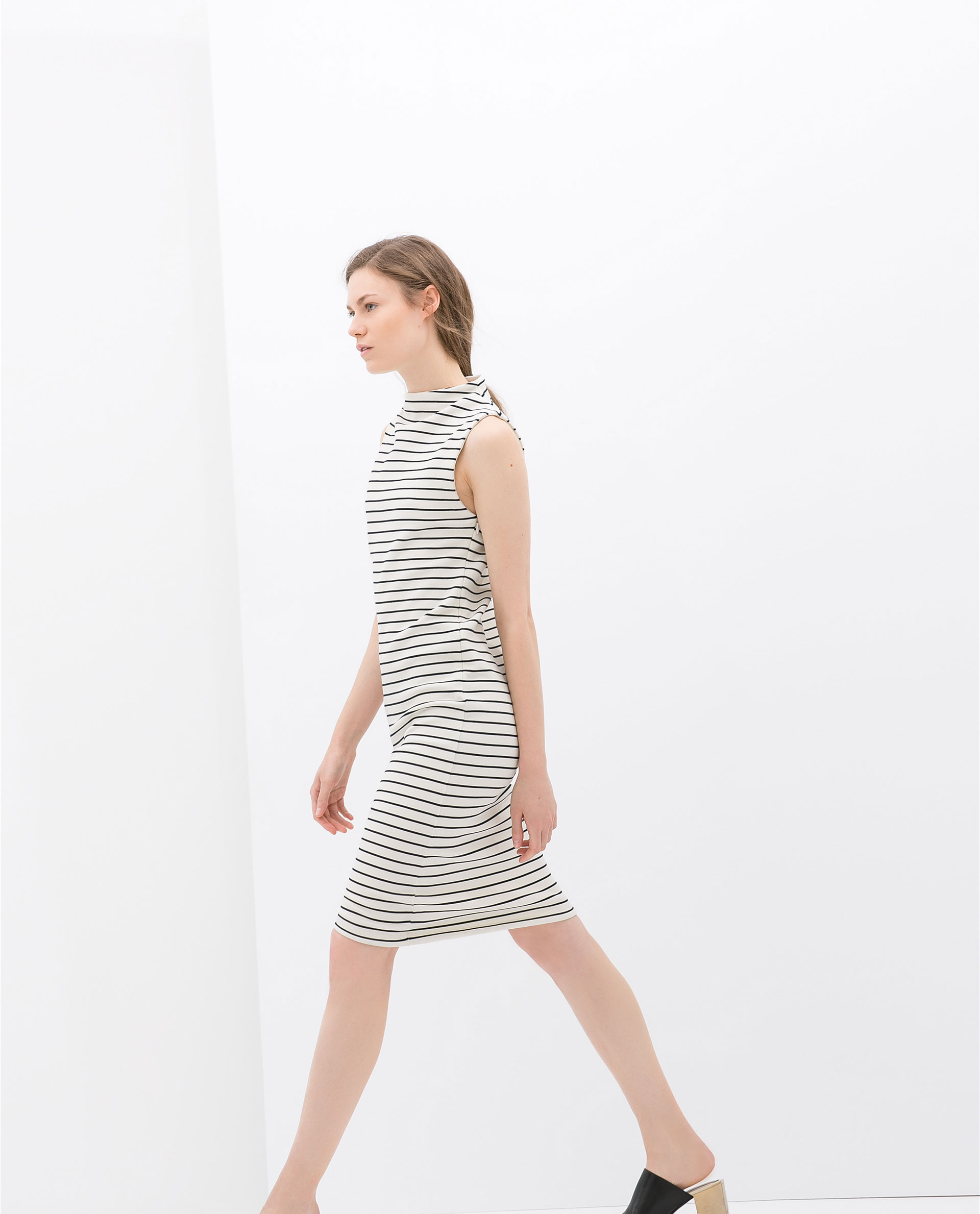 Zara Striped Dress in Blue (Ecru / Navy) Lyst