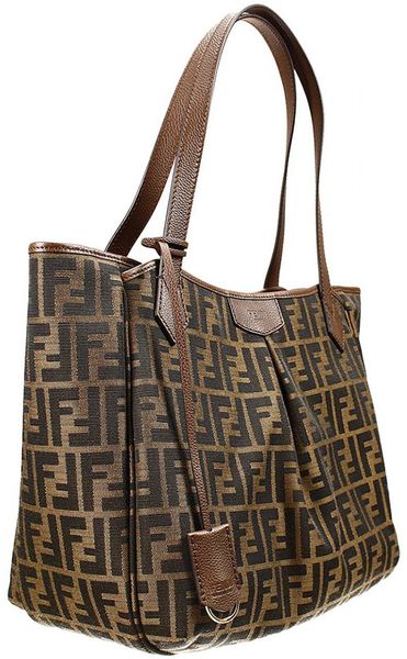 Fendi Handbag Shopping With Zip Zucca Large in Brown (BASIC) | Lyst