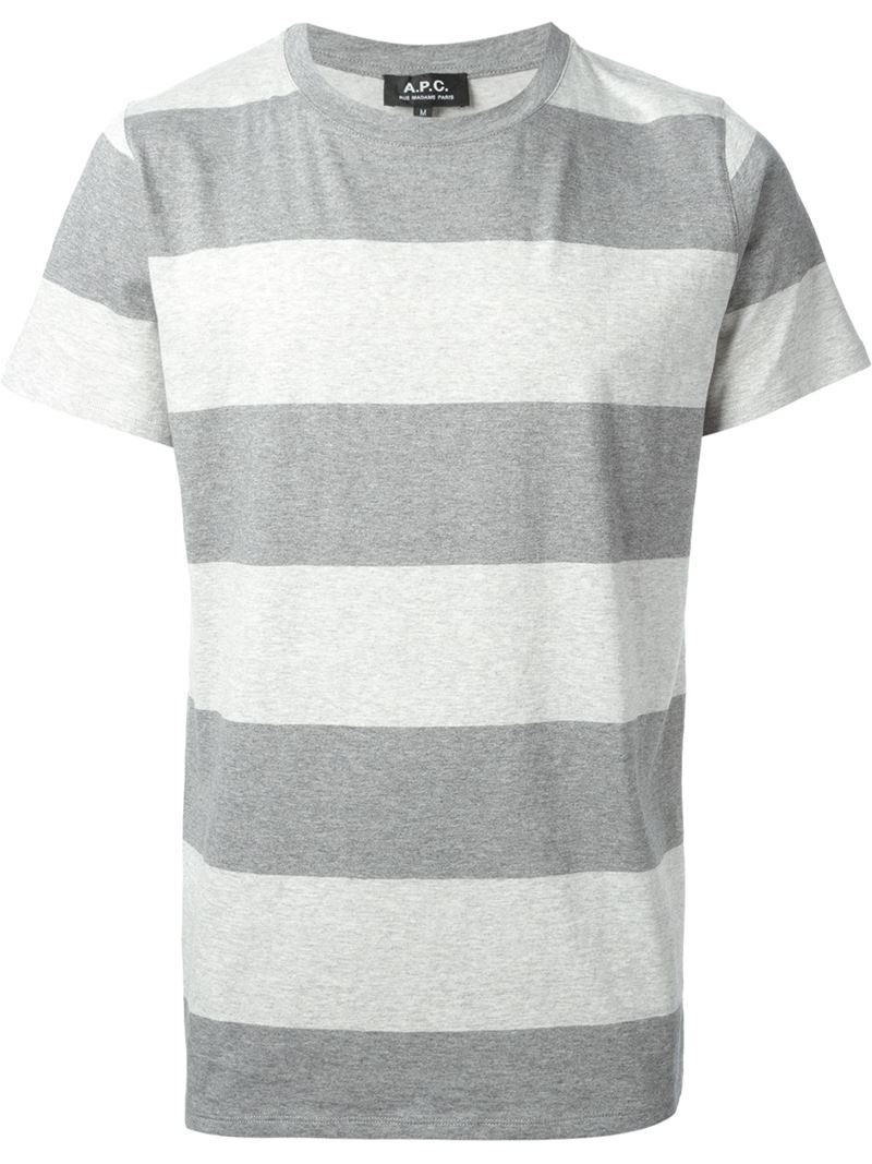 A.P.C. Wide Stripe T-Shirt in Gray for Men | Lyst