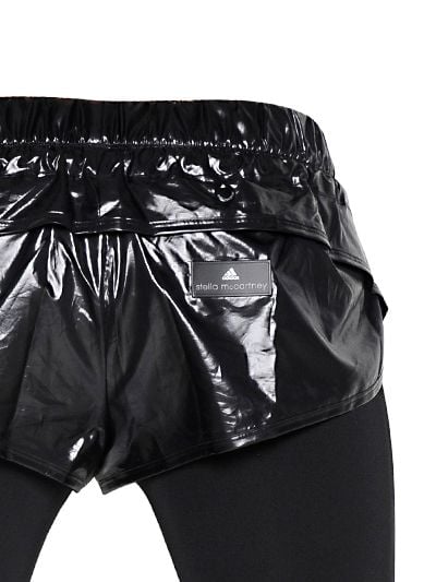 adidas By Stella McCartney Shiny Nylon Shorts & Microfiber Leggings in  Black | Lyst