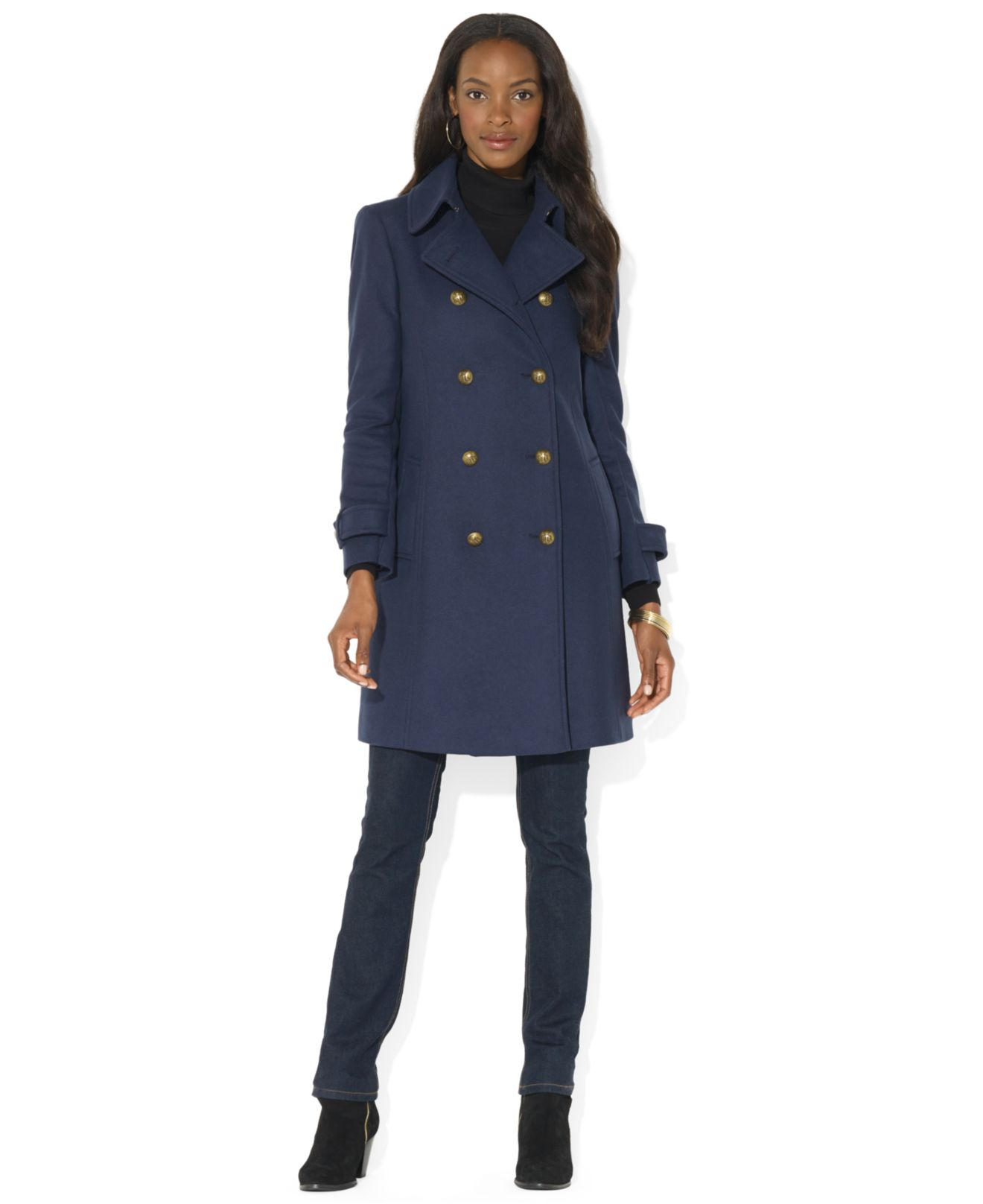 Lauren by Ralph Lauren Double-Breasted Pea Coat in Blue - Lyst