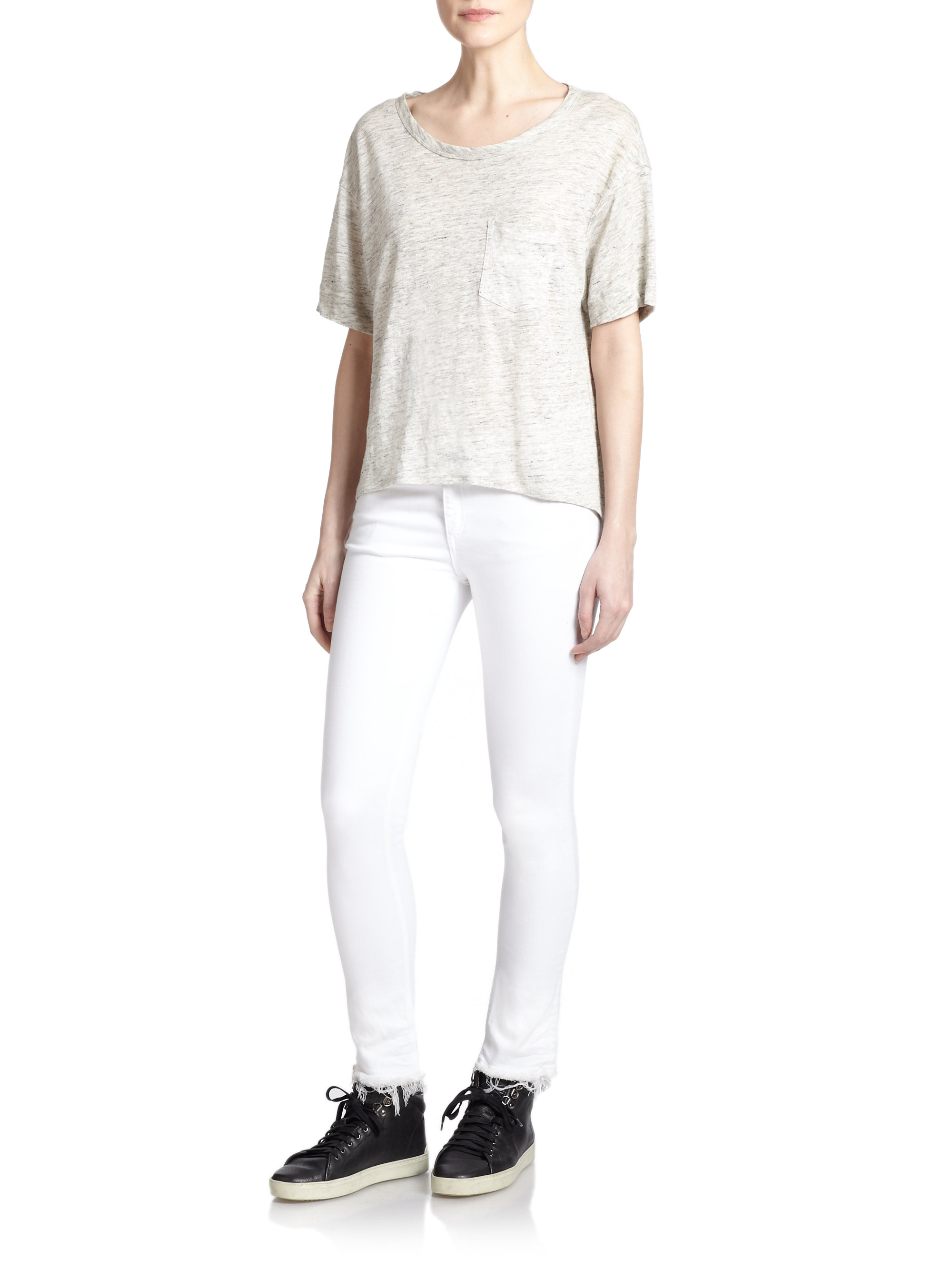 Frayed-hem Capri Skinny Jeans 