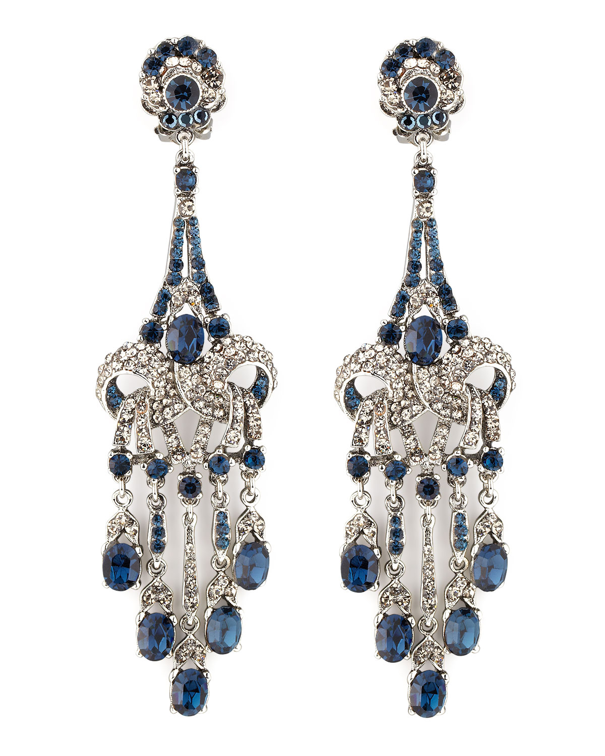 Lyst - Jose & maria barrera Crystalencrusted Teardrop Earrings in Blue