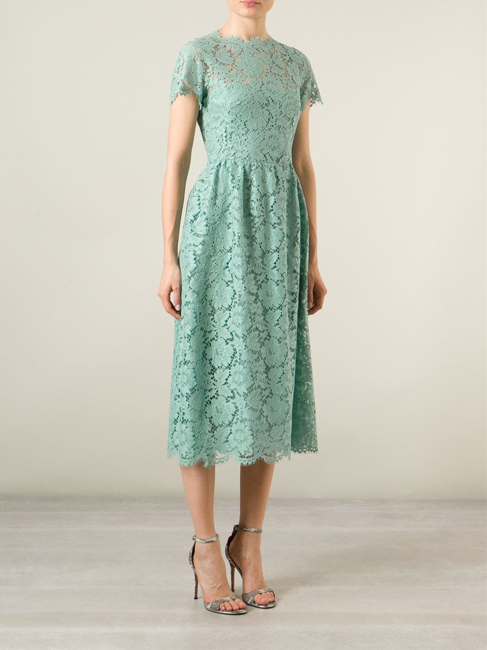 Pastel green long sleeve lace dress at Kiki's Stocksale