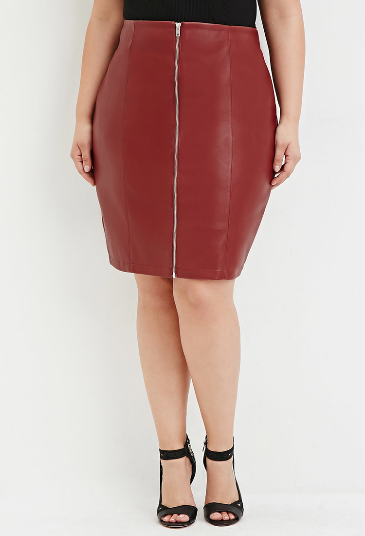 plus size leather skirt