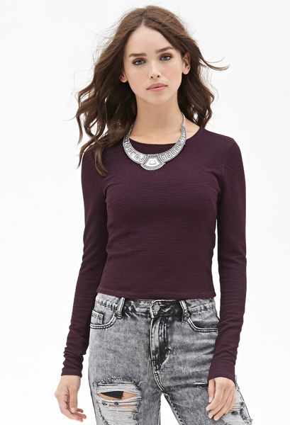 Forever 21 Textured Knit Top in Purple