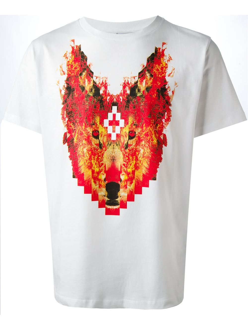 Marcelo Burlon Digital Inflamed Wolf Print T-Shirt in White for Men - Lyst