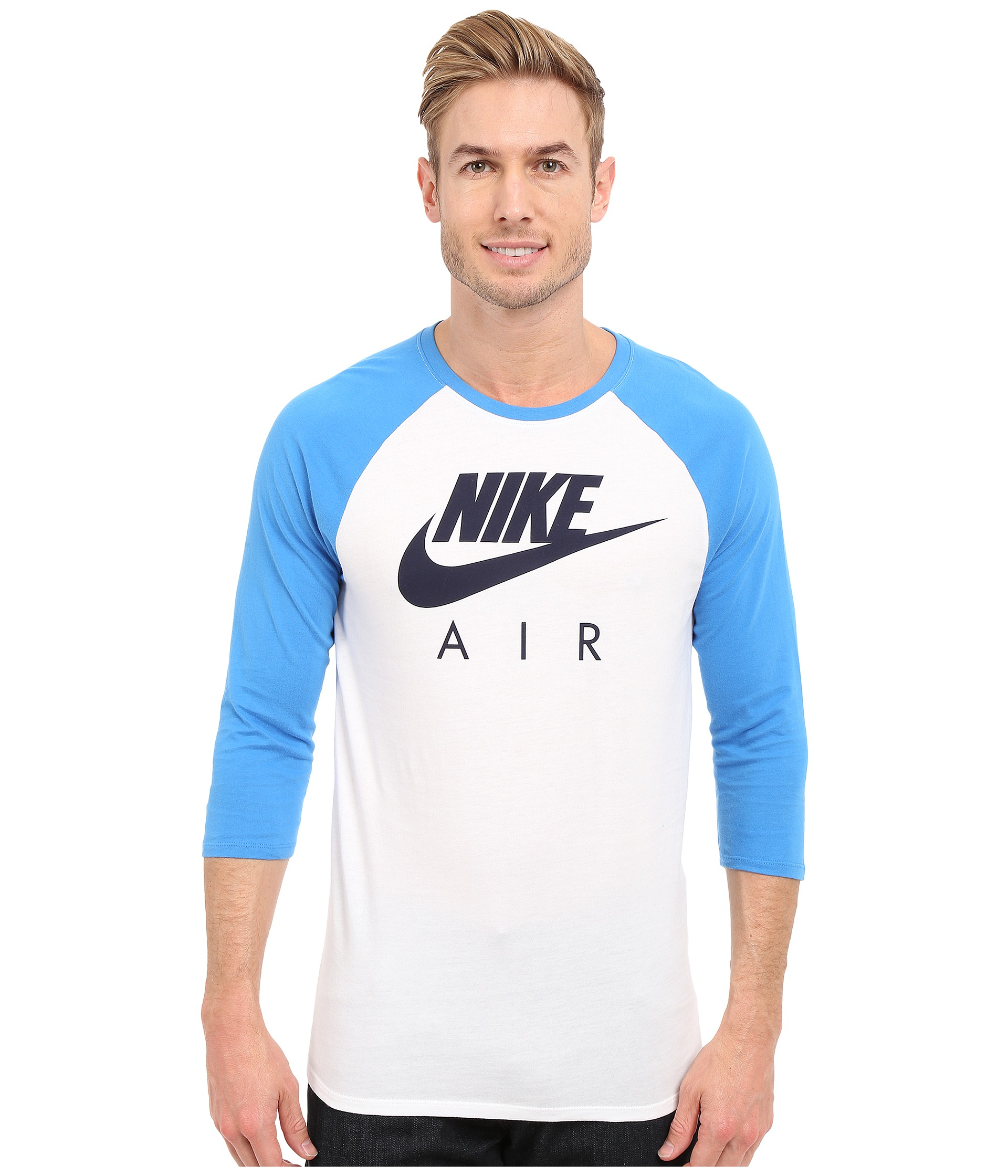 Nike Cotton Air 3/4 Raglan Tee in Blue for Men - Lyst