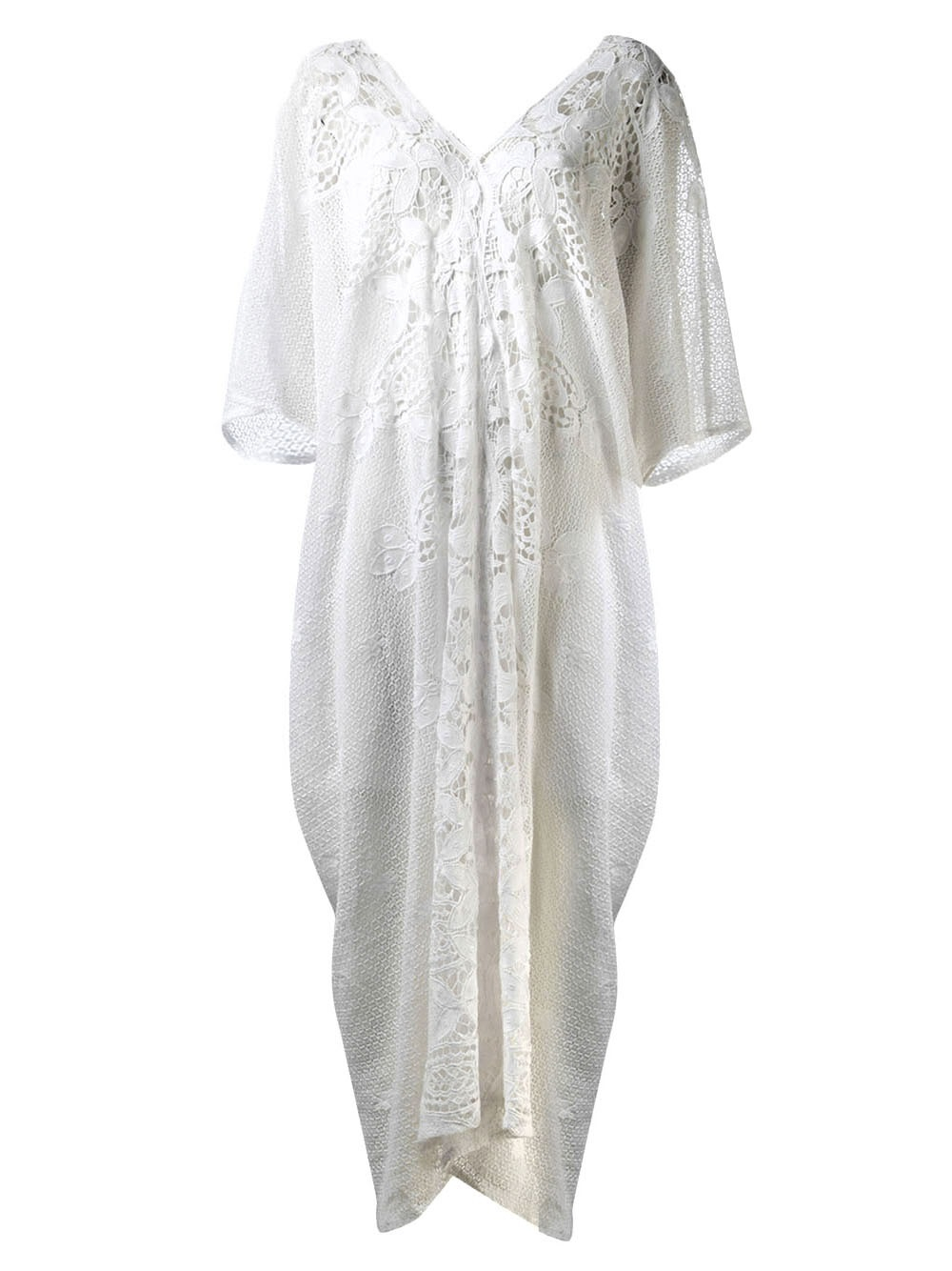 Miguelina Rachel Eyelet Caftan in White 