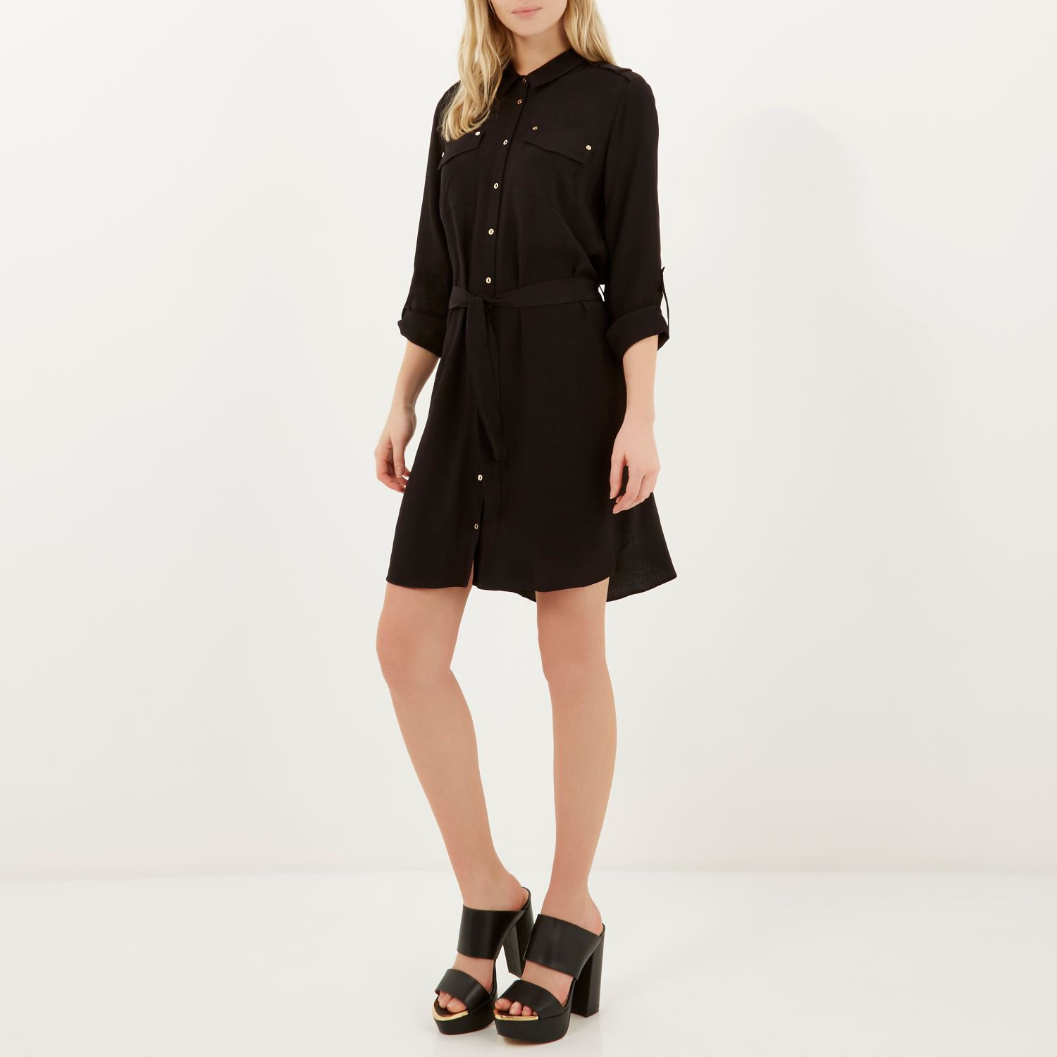 river island black shirt dress