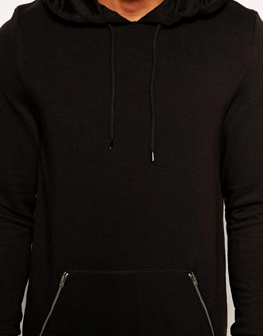 Black hoodie with zipper pockets shop