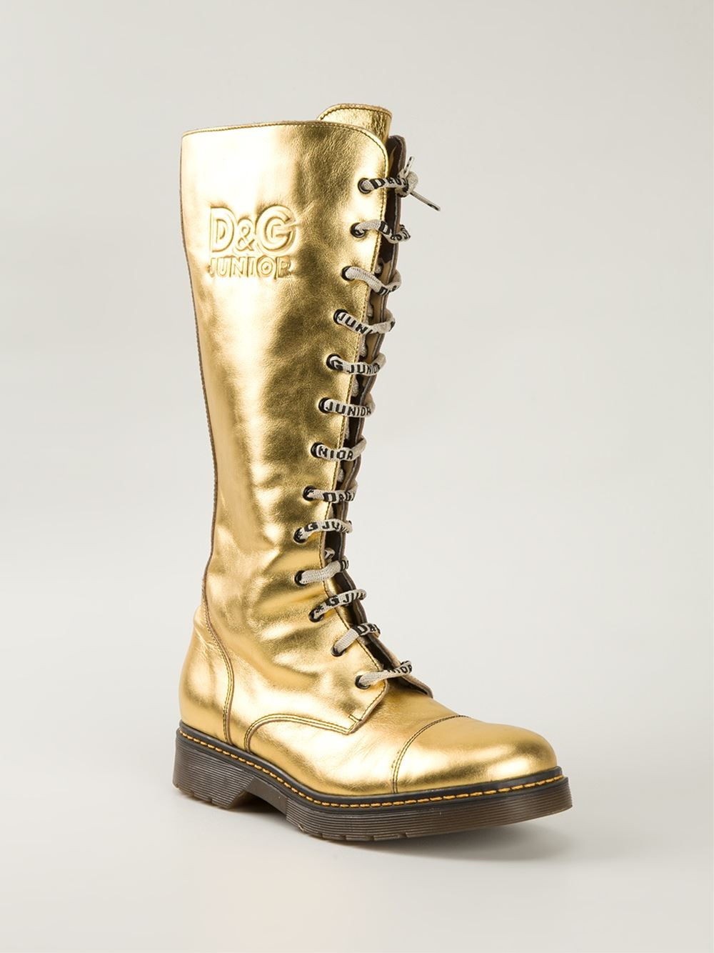 Dolce & gabbana 'd&g Junior' Boots in Gold (metallic) | Lyst
