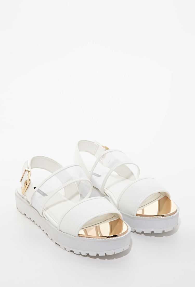 white mesh sandals