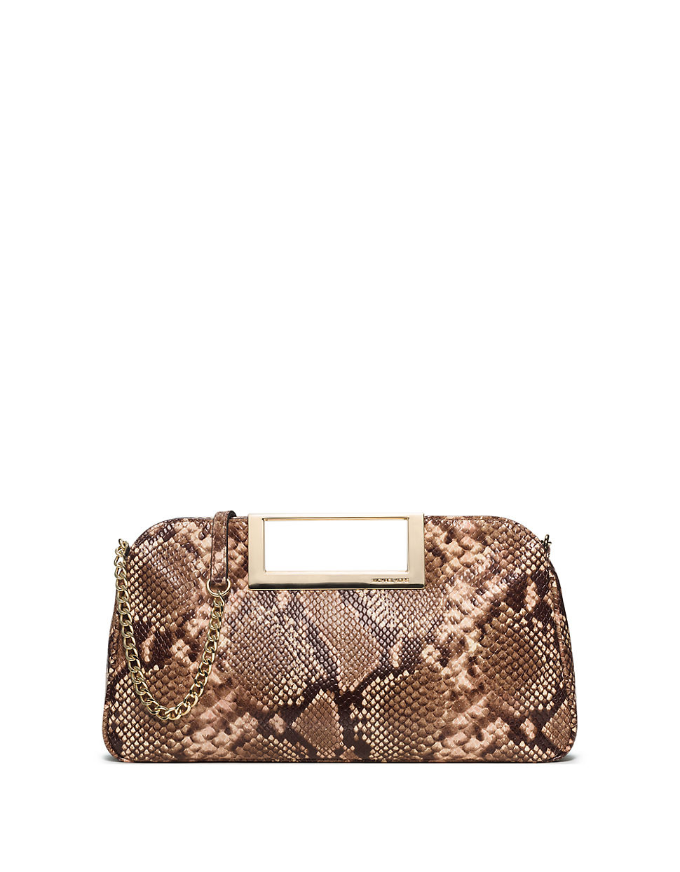 Lyst Michael Michael Kors Pythonembossed Leather Shoulder Bag in Brown