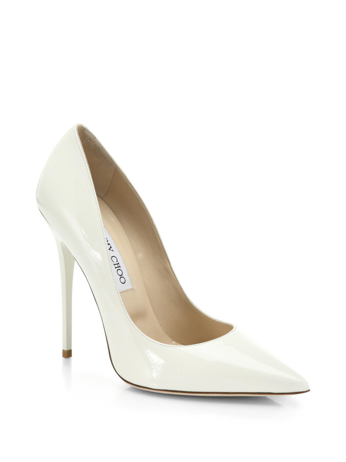 Lyst - Jimmy choo Anouk Patent Leather Point-toe Pumps in White