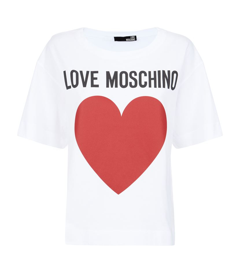 Love moschino Heart Logo T-shirt in White | Lyst