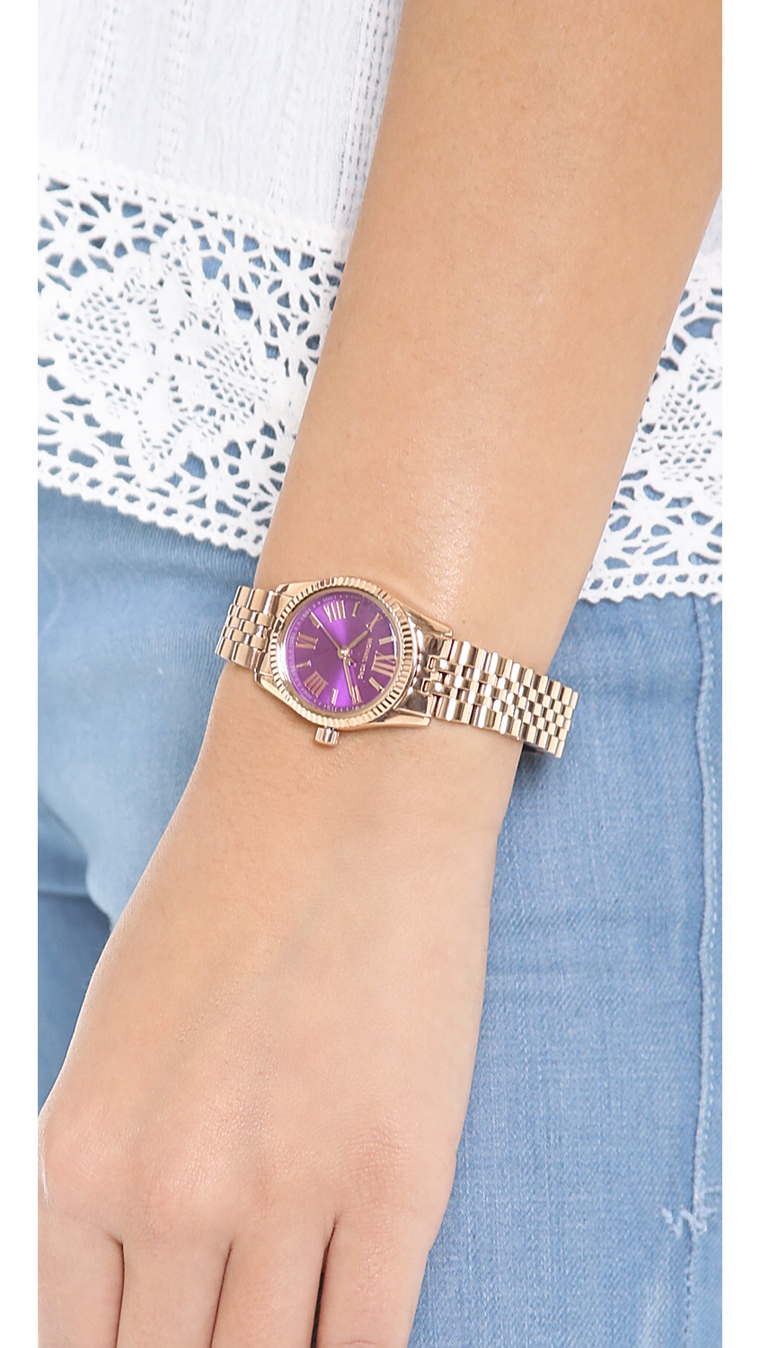 Michael Kors Preppy Chic Petite Lexington Watch in Purple/Rose 