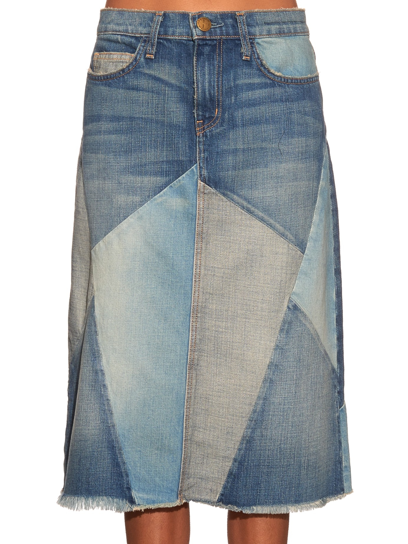 Current/Elliott Patchwork Denim Skirt in Blue | Lyst