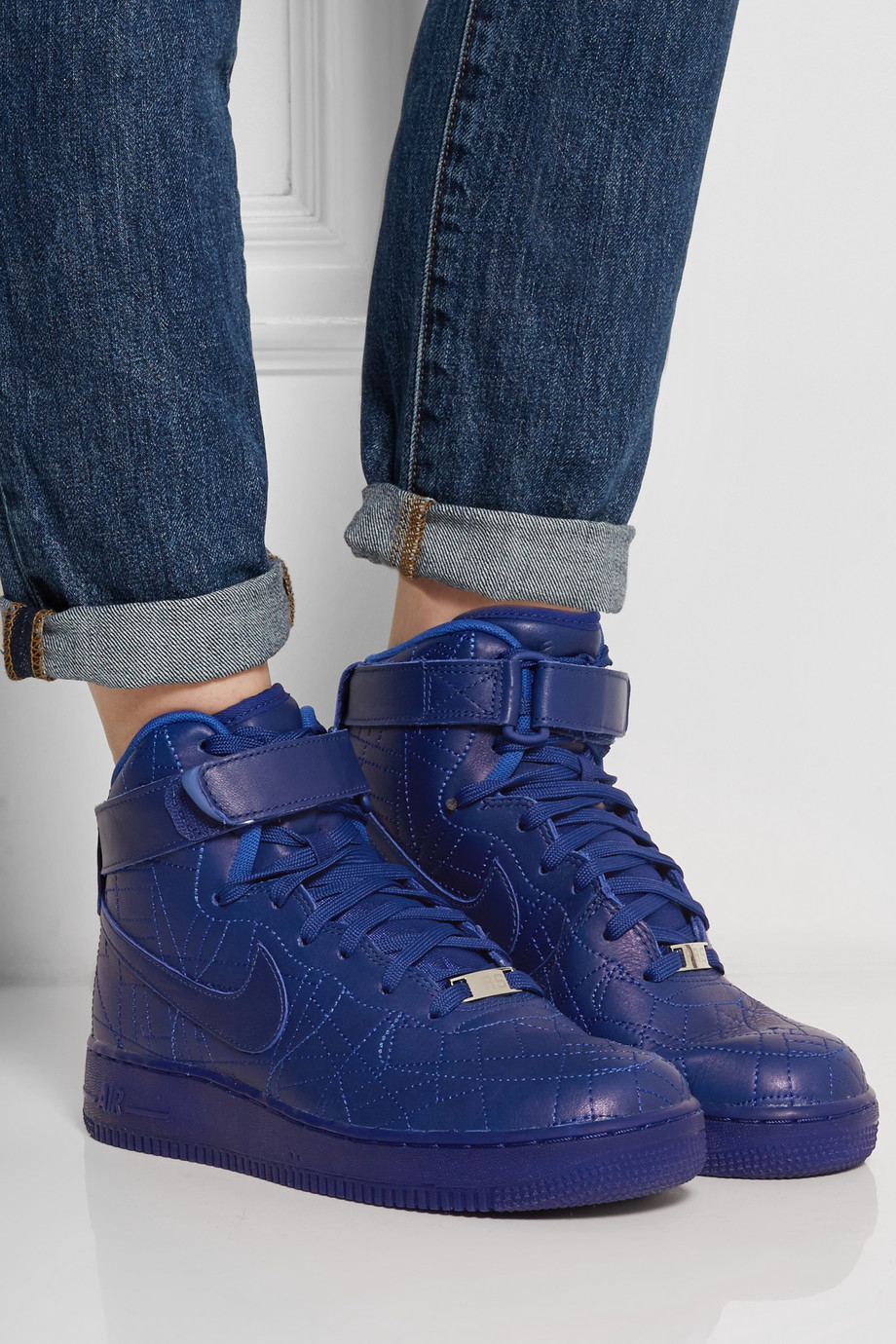 Nike Air Force 1 Paris Leather High-Top Sneakers in Blue | Lyst