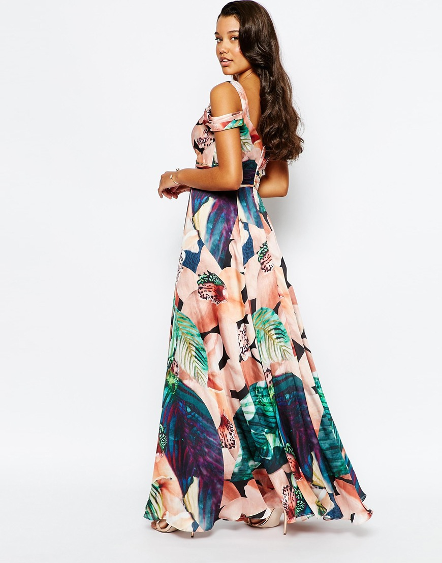 Forever Unique Synthetic Sweetheart Maxi Dress With Could Shoulder - Floral  Print in Blue - Lyst