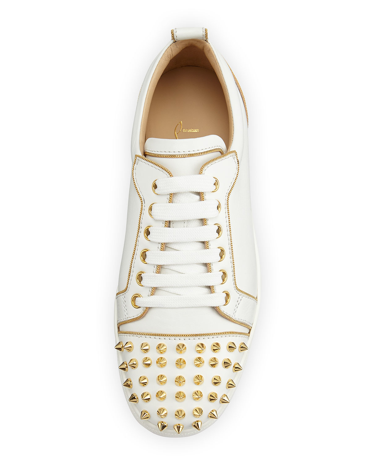 white and gold louboutin