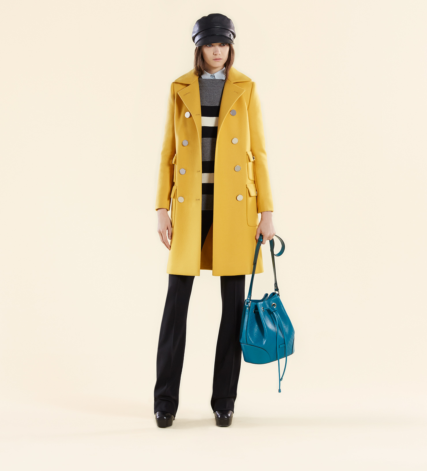 Gucci Yellow Wool Coat - Lyst