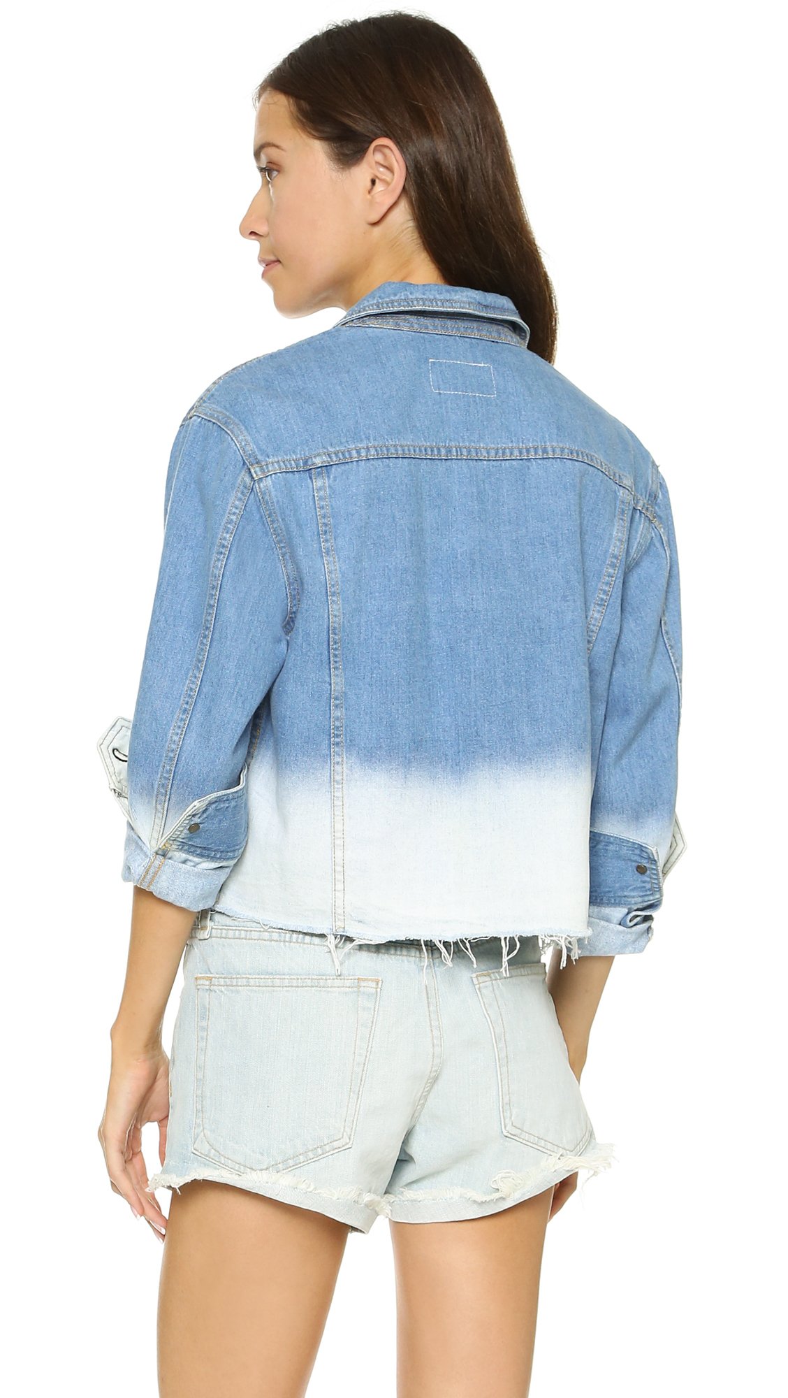 Rag & bone Cropped Boyfriend Jean Jacket Ombre in Blue Lyst