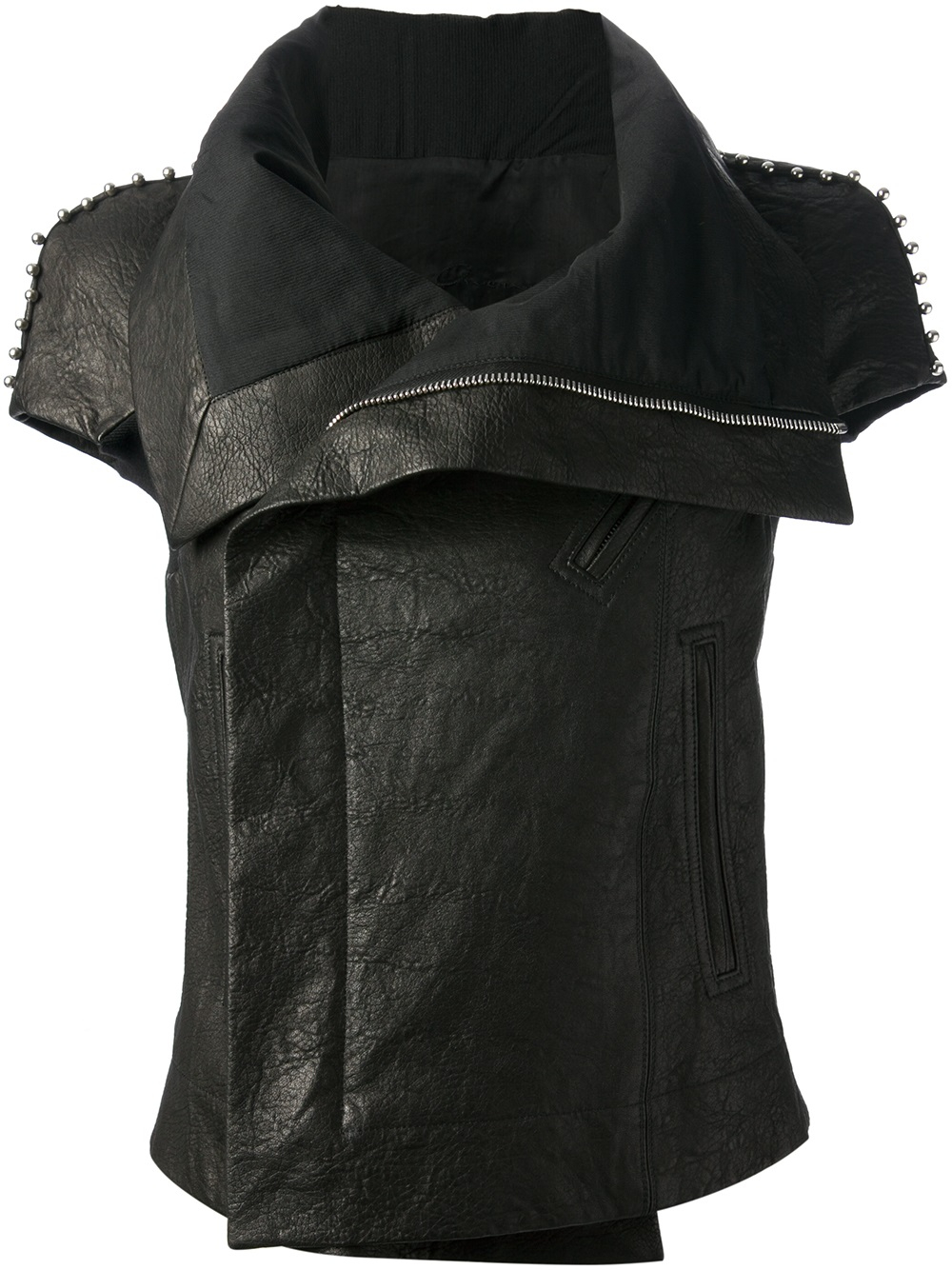 Lyst - Rick Owens Short Sleeve Leather Jacket in Black